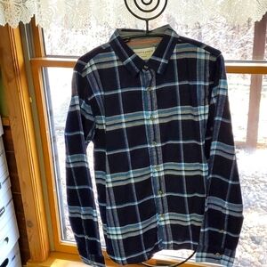 Hudson & Barrow Mountain‎ Flannel Patriot Blue Long Slv Casual Button Sz L Shirt